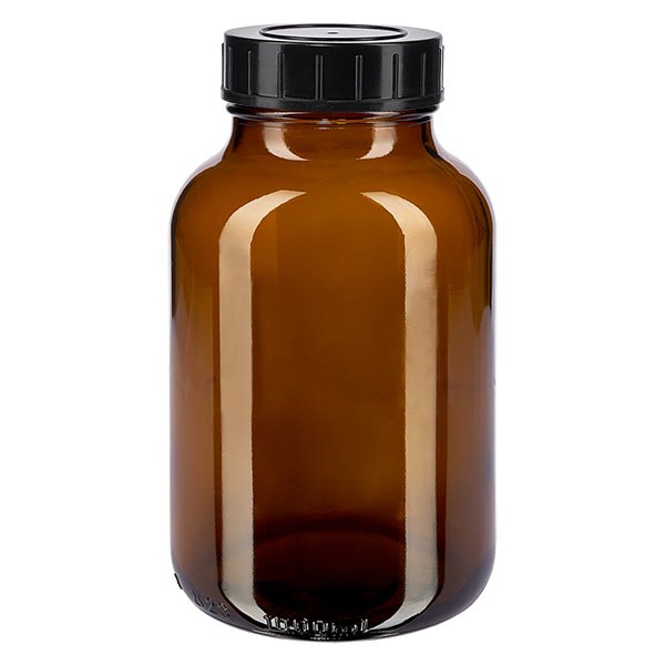 1000ml Weithalsflasche Braunglas mit Schraubdeckel