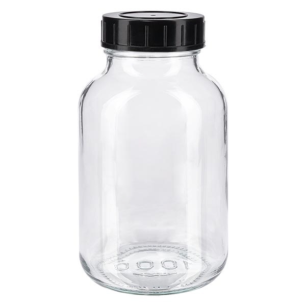 1000ml Weithalsflasche Klarglas mit Schraubdeckel
