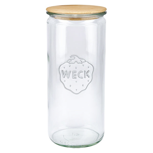 1040ml Zylinderglas WECK RR80 mit Holzdeckel