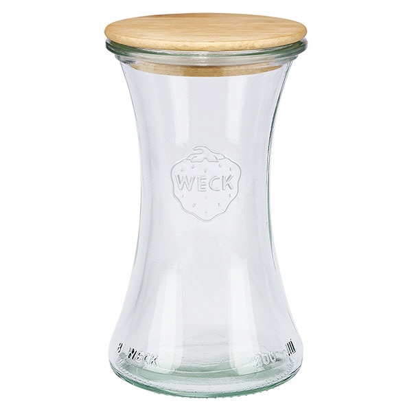 200ml Delikatessenglas WECK RR60 mit Holzdeckel