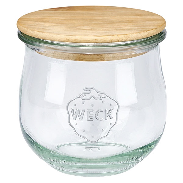 370ml Tulpenglas WECK RR80 mit Holzdeckel