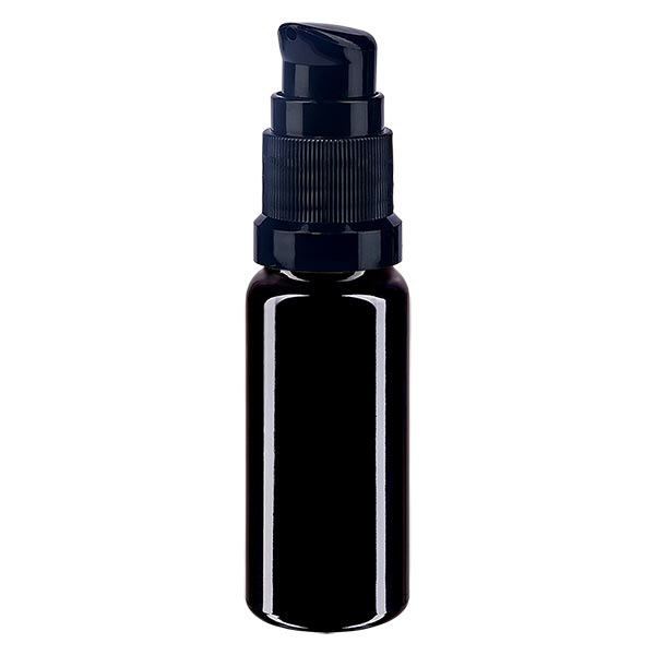 Apothekenfl- viol- 10ml Pumpverschluss schwarz St