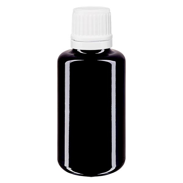 Apothekenfl- viol- 30ml Schraubv- weiss OV