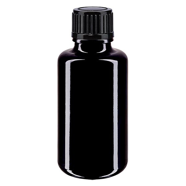 Apothekenfl- viol- 30ml Tropfv- 1mm schwarz St