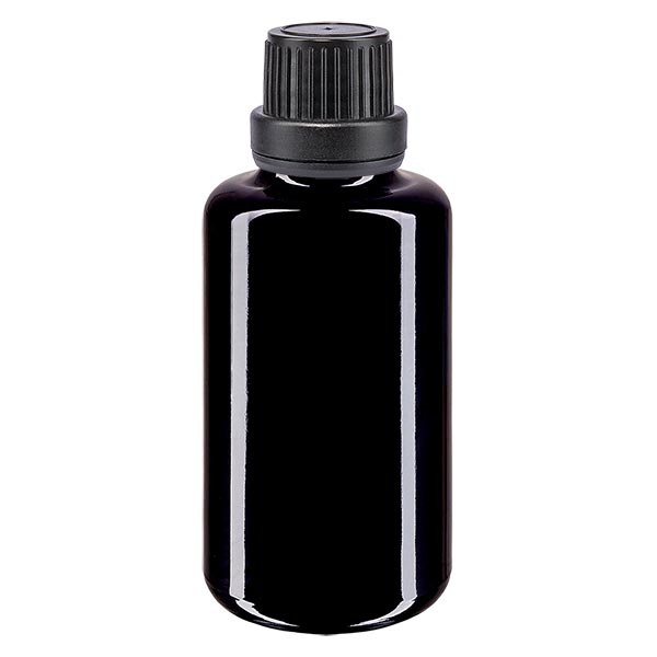 Apothekenfl- viol- 30ml Tropfv- Pr- 2mm schwarz OV