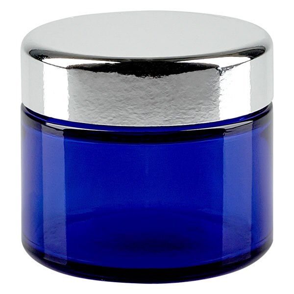 Glastiegel 50ml royalblau- mit silbernem Deckel