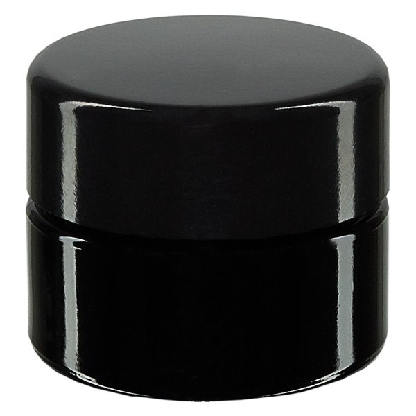 Kosmetikdose Violettglas 15ml- mit schw- Deckel