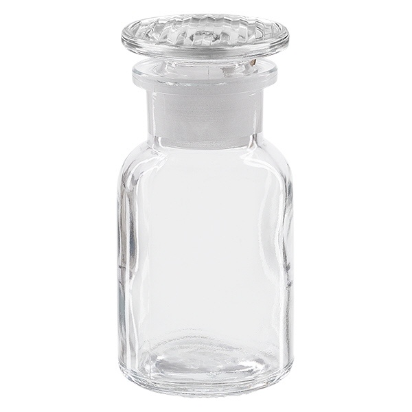 Rundschulterfl- 100ml klar Weithals Glasstopfen