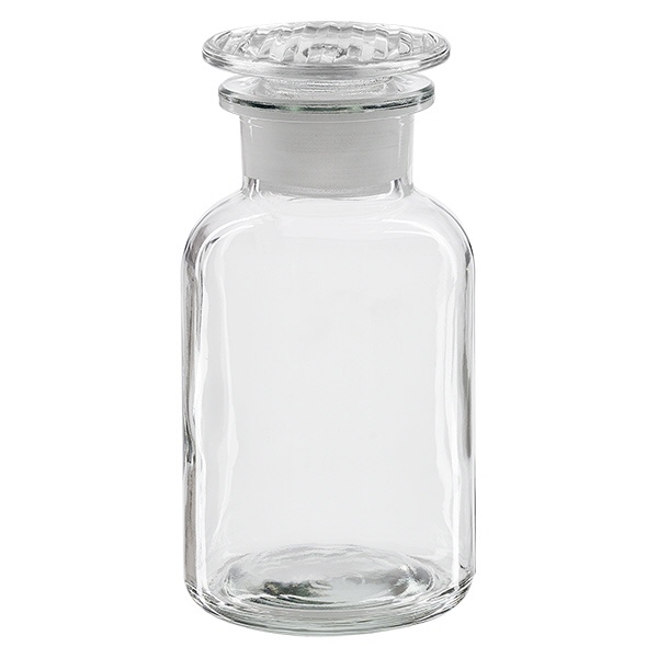 Rundschulterfl- 250ml klar Weithals Glasstopfen