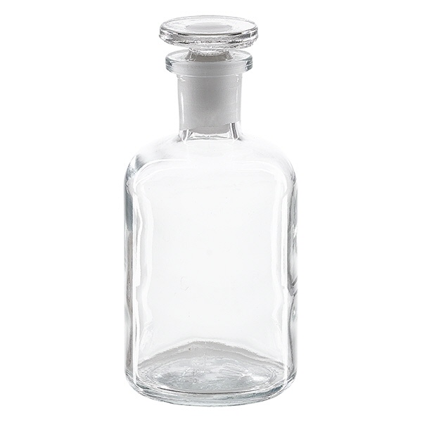 Rundschulterflasche 100ml klar Enghals Glasstopfen