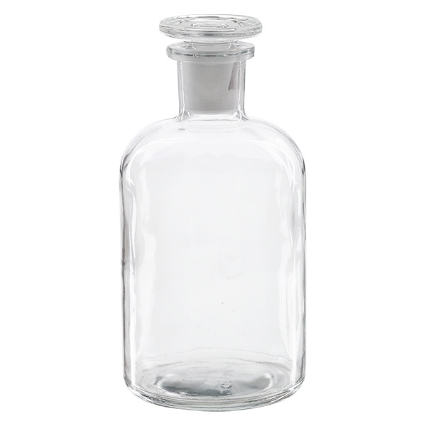 Rundschulterflasche 500ml klar Enghals Glasstopfen