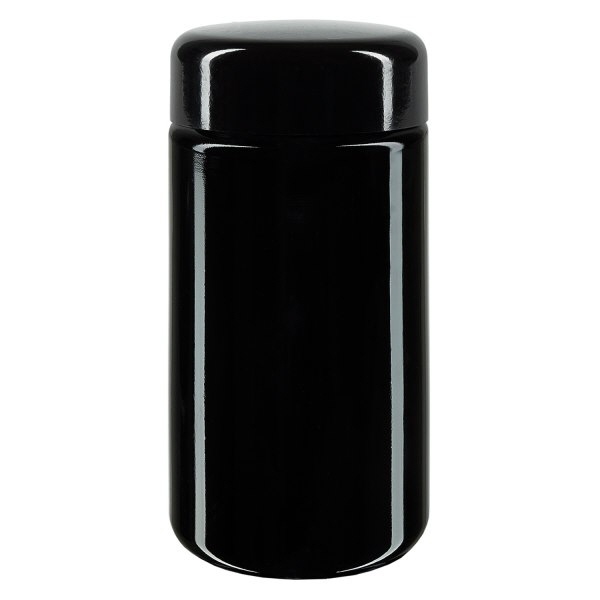 Weithalsdose+ Violettglas 100ml- mit schw- Deckel