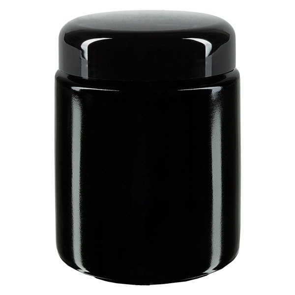 Weithalsdose+ Violettglas 250ml- mit schw- Deckel